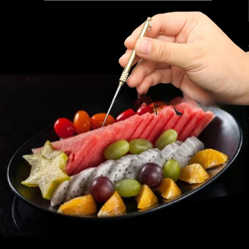 Portable Titanium Pocket Toothpicks Keychain Brass with Metal Toothpick Holder