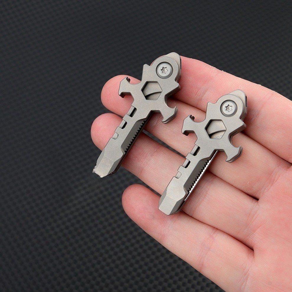 Titanium alloy EDC 7in1 Mechanical Cross Multi-functional Survival Tools