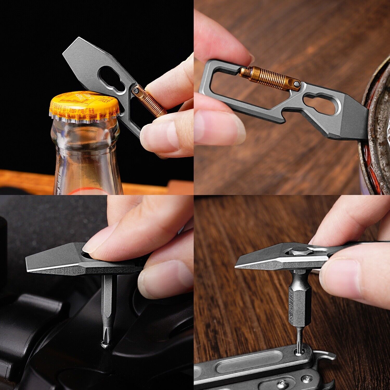 1/2PC Titanium Alloy Keychain Multi Tools Pry Bar EDC Crowbar Bottle Opener