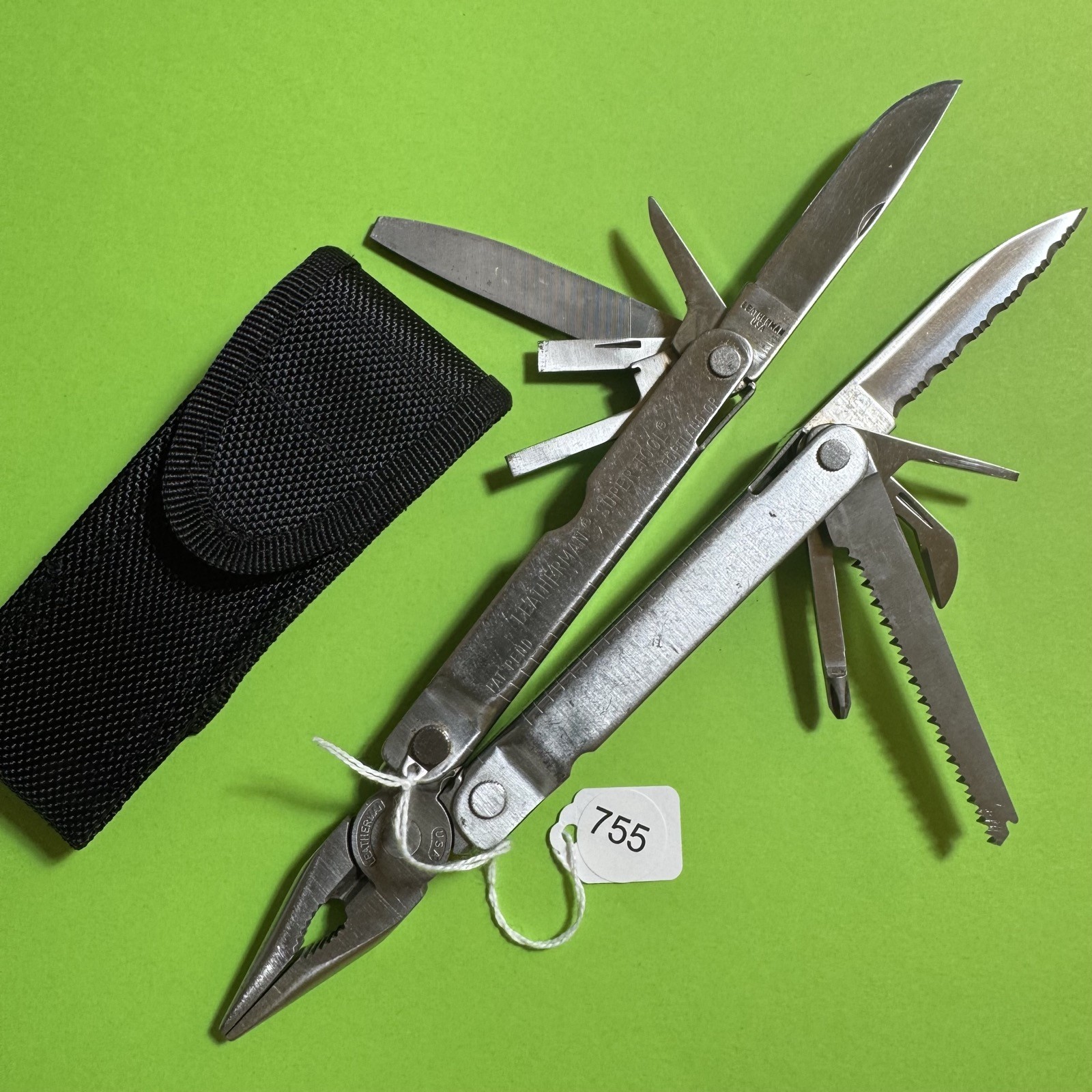 Leatherman Super Tool Plier Multi Tool Pocket Knife New Nylon Sheath EDC #755