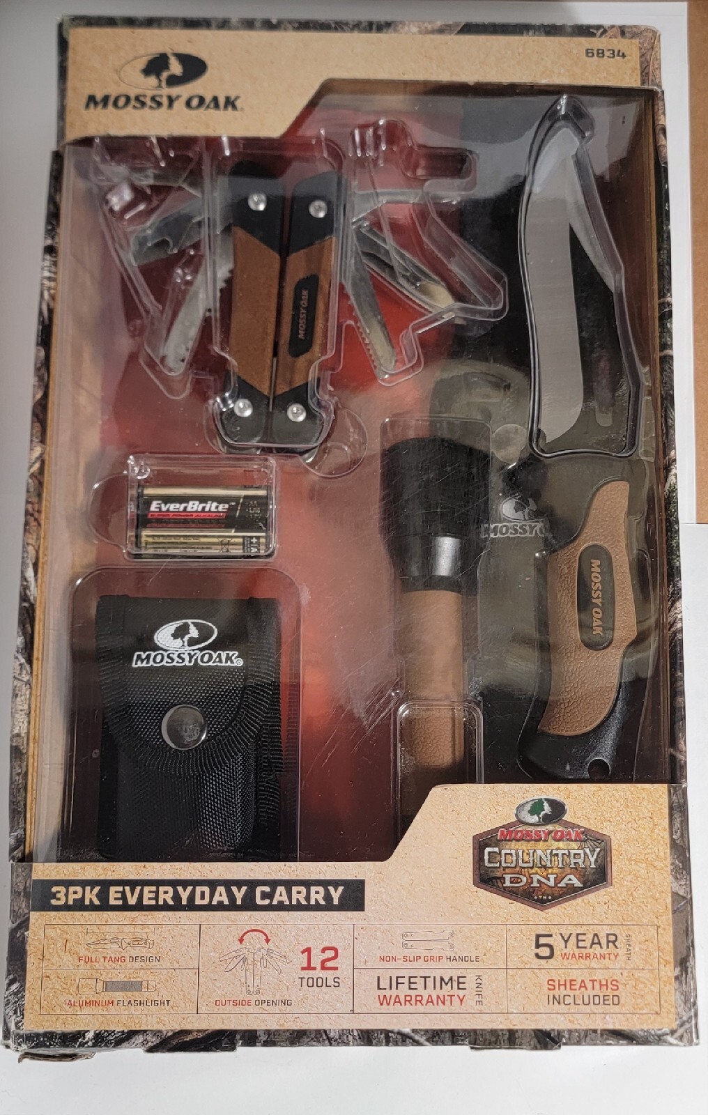 Mossy Oak 3 Pack Everyday Carry 9.25 Knife Multi-Use Tool Flashlight Sheaths NIB