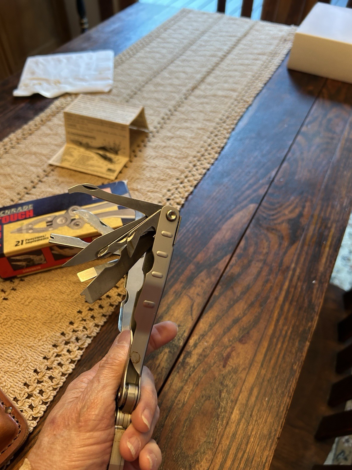 Schrade Tough Tool ST1L W/leather Sheath Box Paperwork