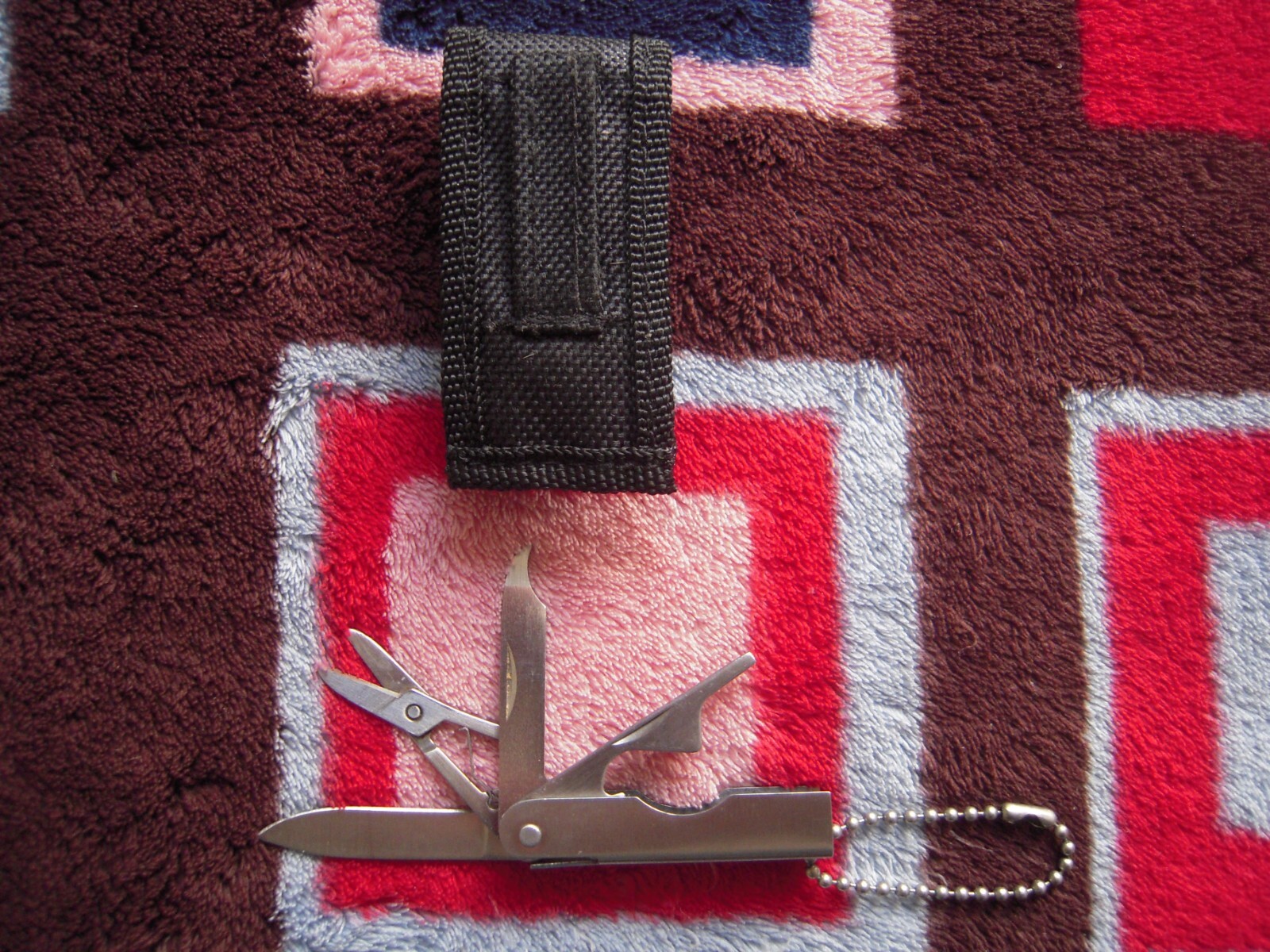 NOS STAINLESS STEEL 4 IN 1 MULTITOOL & KEYCHAIN W 1.5″ KNIFE BLADE & SHEATH