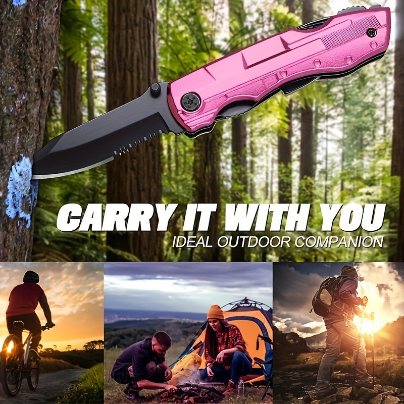 16 in 1 Pink Outdoor Multi Tool Knife with Bottle Opener Hiking Pocket Tactical