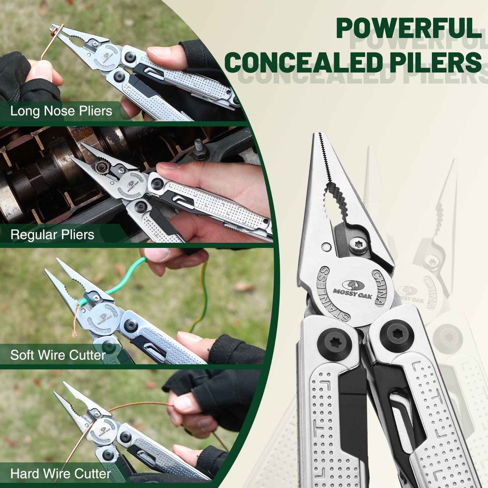 MOSSY OAK Multitool, 20-in-1 Stainless Steel Multi Tool Pliers Self-locking