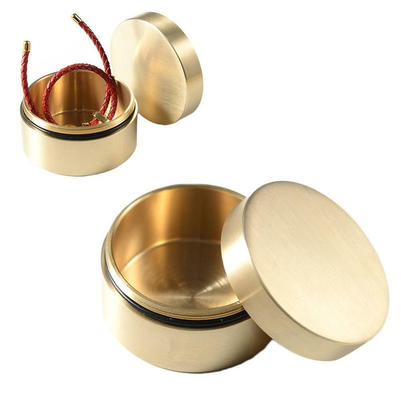 Brass Round Item Container Can Waterproof Circle Metal Storage Tool Box NEW S-XL