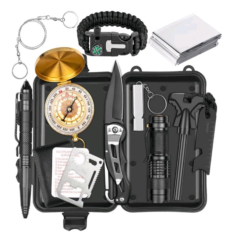 Brand New Survival Toolkit – Multi-Piece Emergency Set in Hard Plastic Case