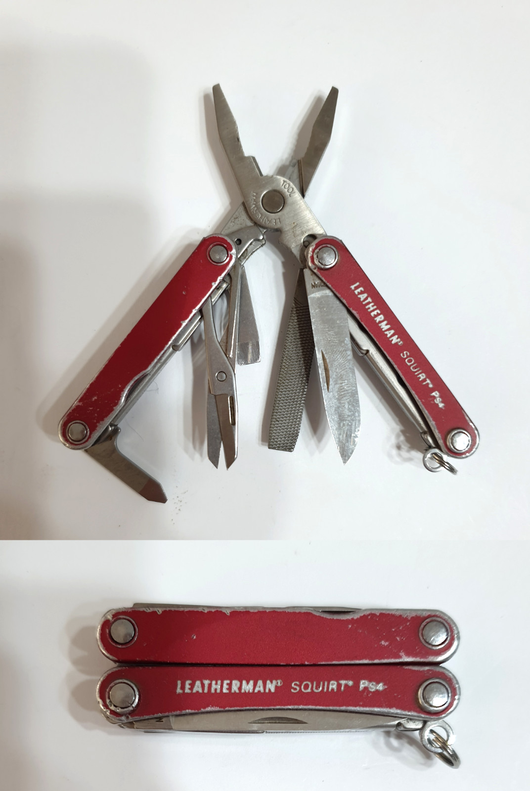 🔥🔥 Leatherman Squirt PS4 Red Rare Retired Used Multi Tool Keychain Collectable