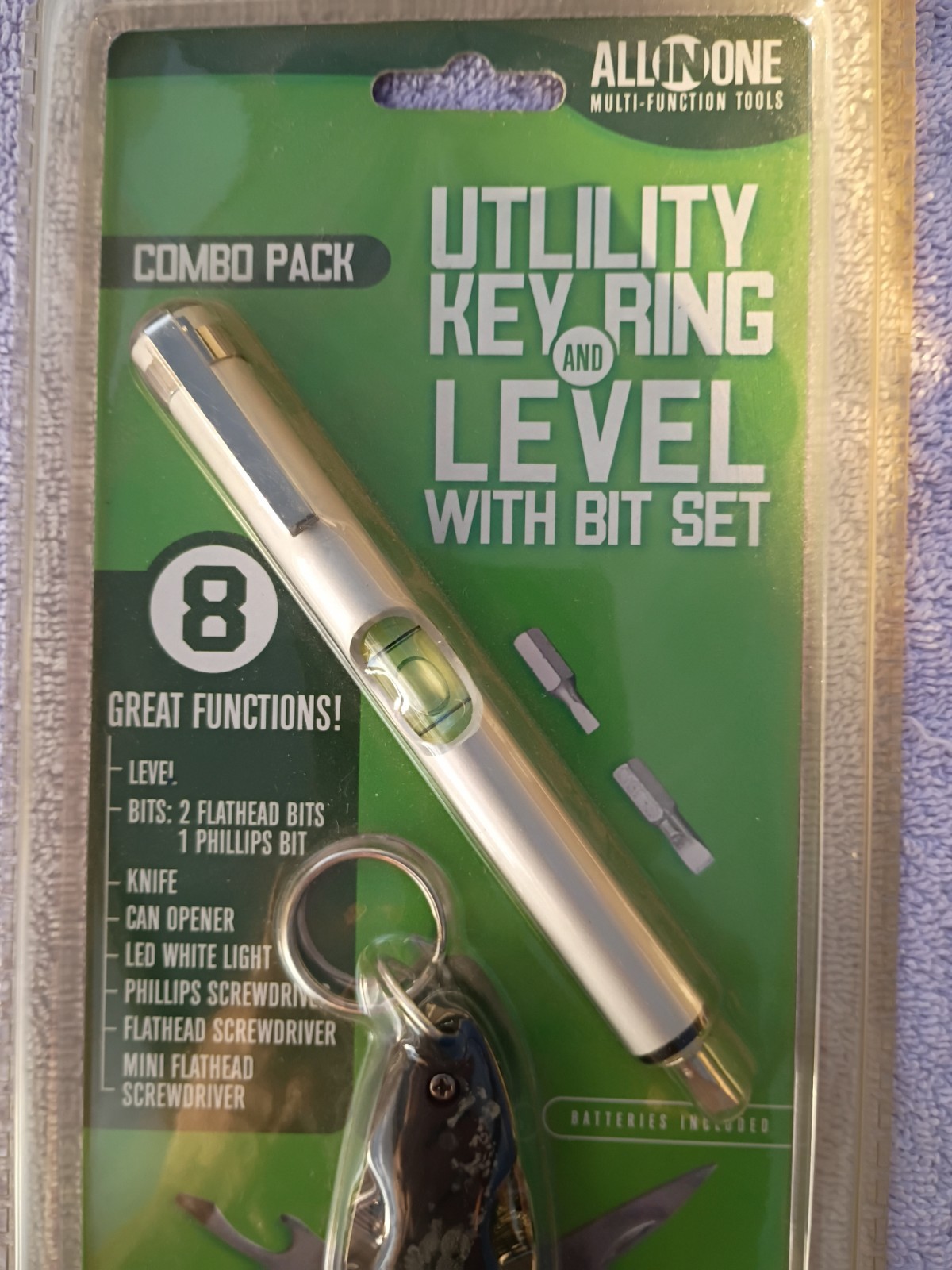 Utility Key Ring And Level With Bit Set Survival Tools Combo Pack