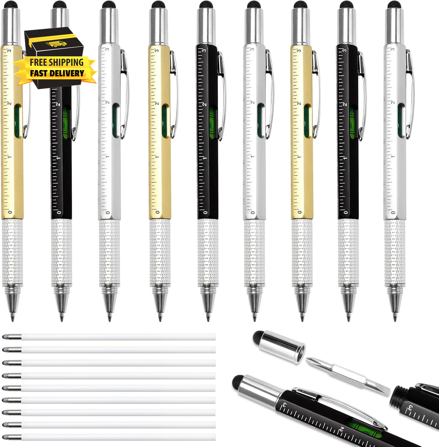 Valentines Day for Him, Multitool Pen 9Pcs Multi-Tool Pen Set, Mens for Fathers