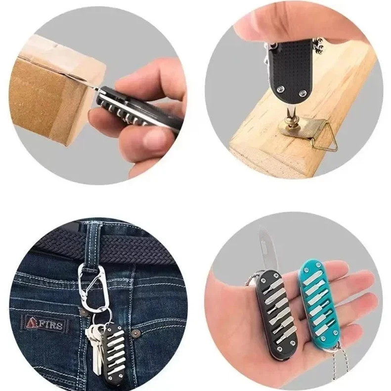 7-in-1 Multifunction Folding Knife Screwdriver Keychain Tool Stainless Steel