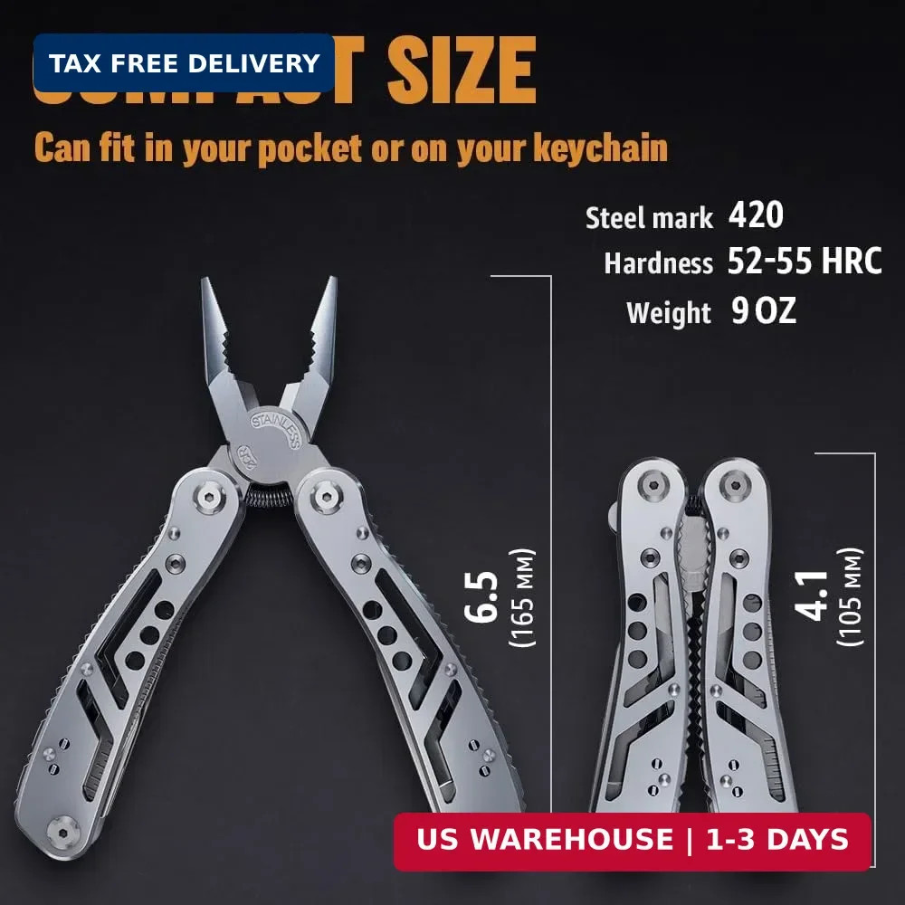 24-in-1 Multitool with Knife, Pliers & 11 Bits Sharp Stainless Steel – Multi Too