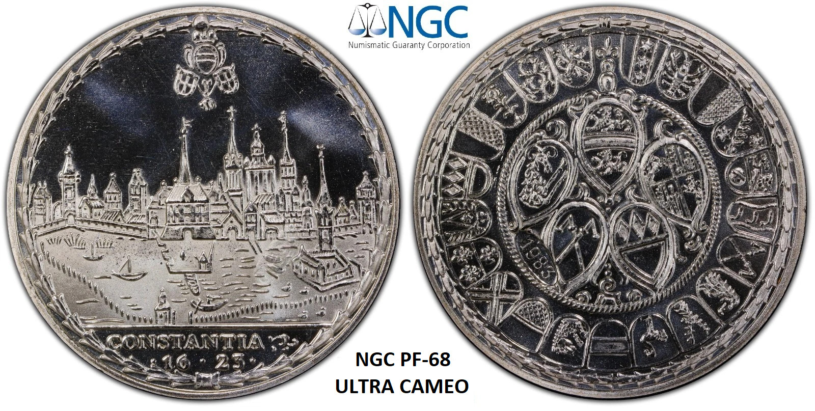 Konstanz 1623 1983 NGC PF68 City View Thaler Germany Restrike Silver Coin TopPop