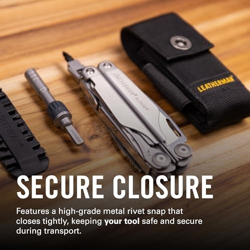 Premium Nylon Snap Sheath, Fits 3.25” to 4.5” Multi-Tools, Black, Medium