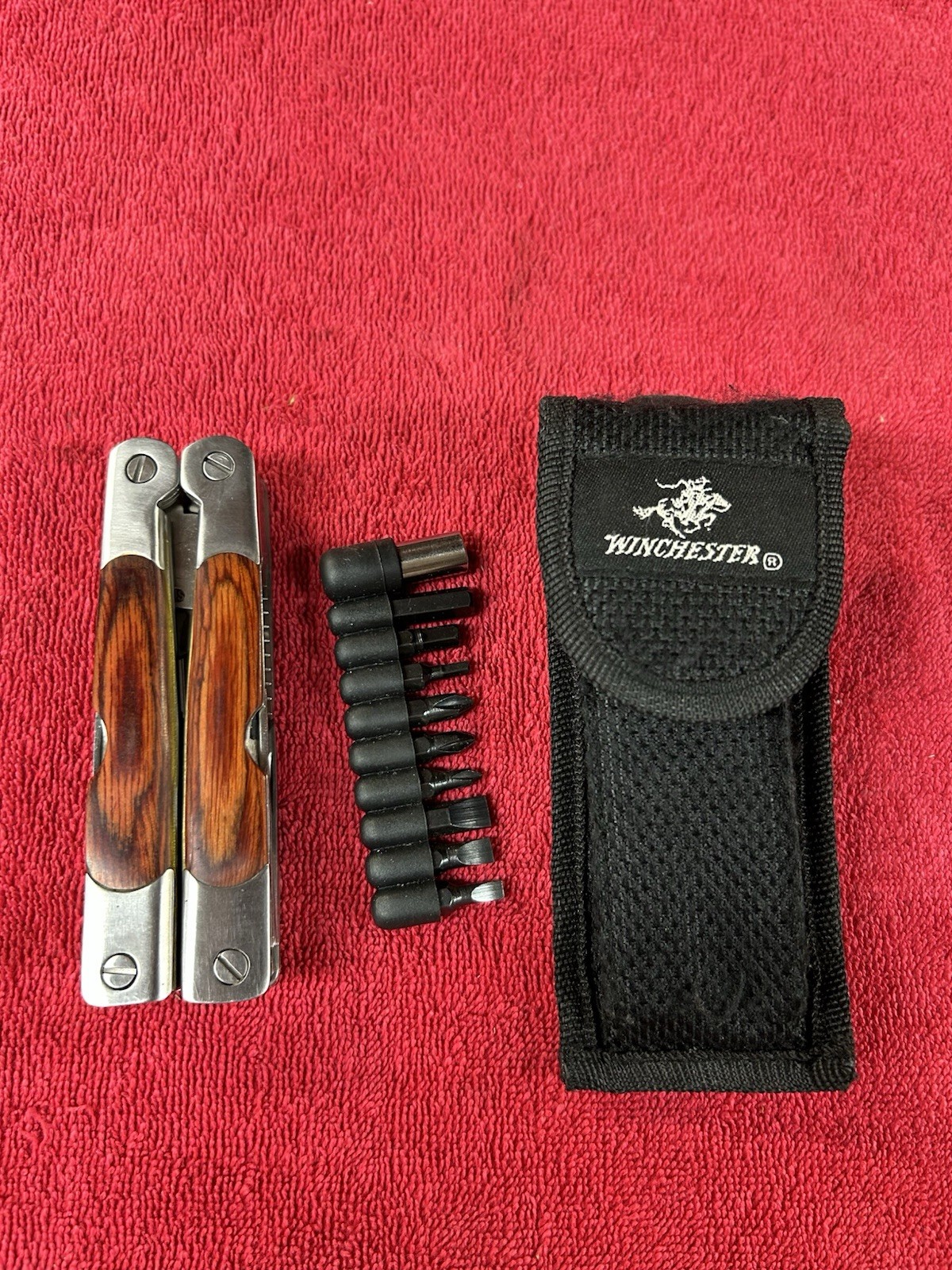 Winchester 2CR Multi-Tool Wood Grain Grip & Nylon Sheath Bit Set Excellent