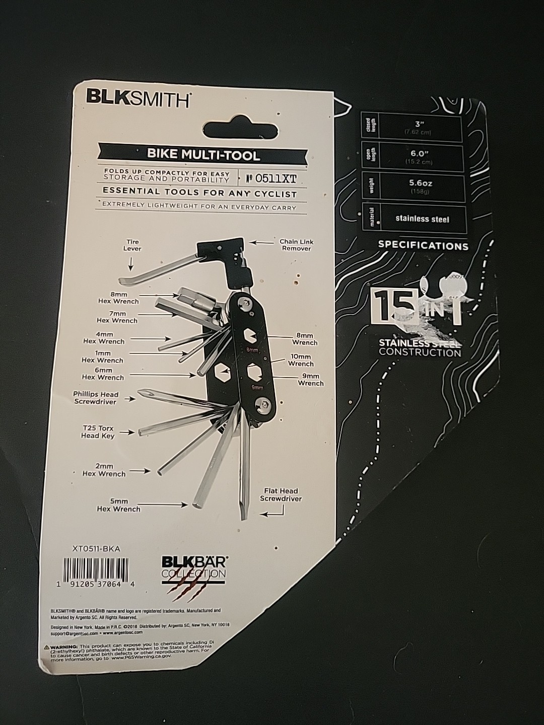 BlkSmith Bike Multi-Tool 15 in 1 Screw Wrench Cyclist Bicycle Portable Kit NEW