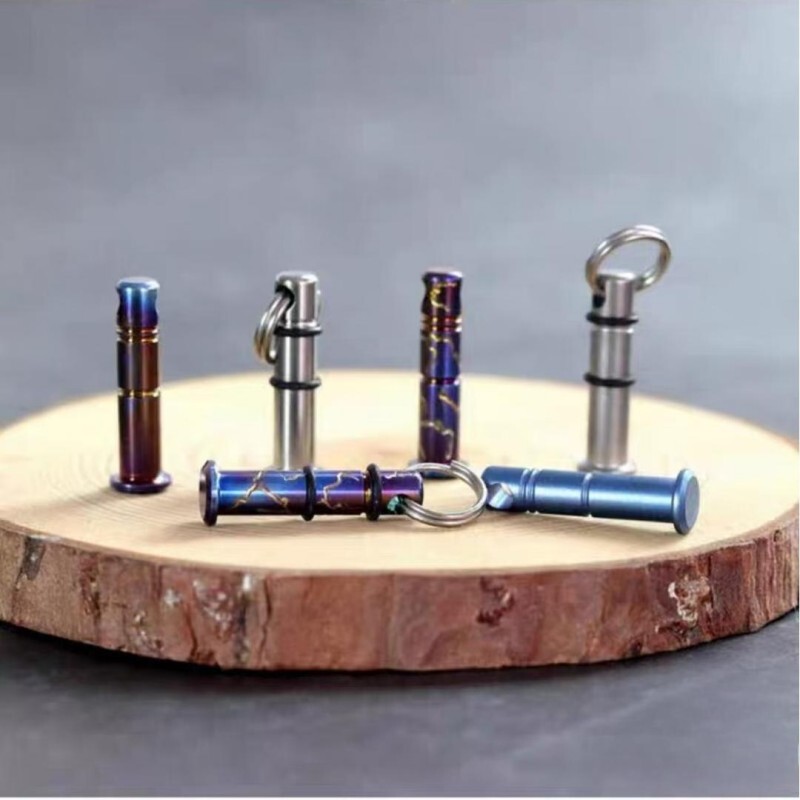 Outdoor Titanium Lanyard Bead Bolt Holder With Split Ring Keychain Necklace DIY