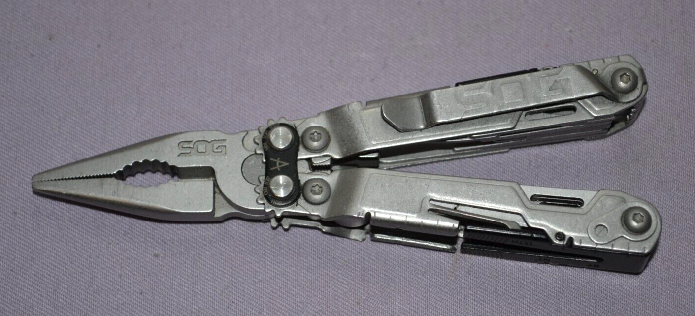 SOG PowerPint Multi-Tool Plier, knife, Scissors & Other Tools W/Belt Clip–Great