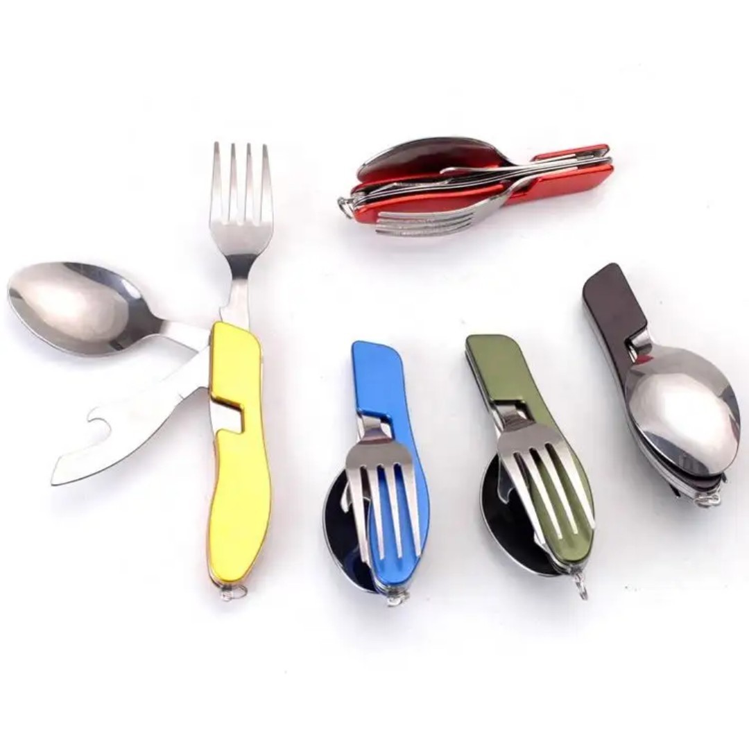 Stainless Steel Multi-Tool Fork Spoon Bottle Opener, Multicolor, 7.1in