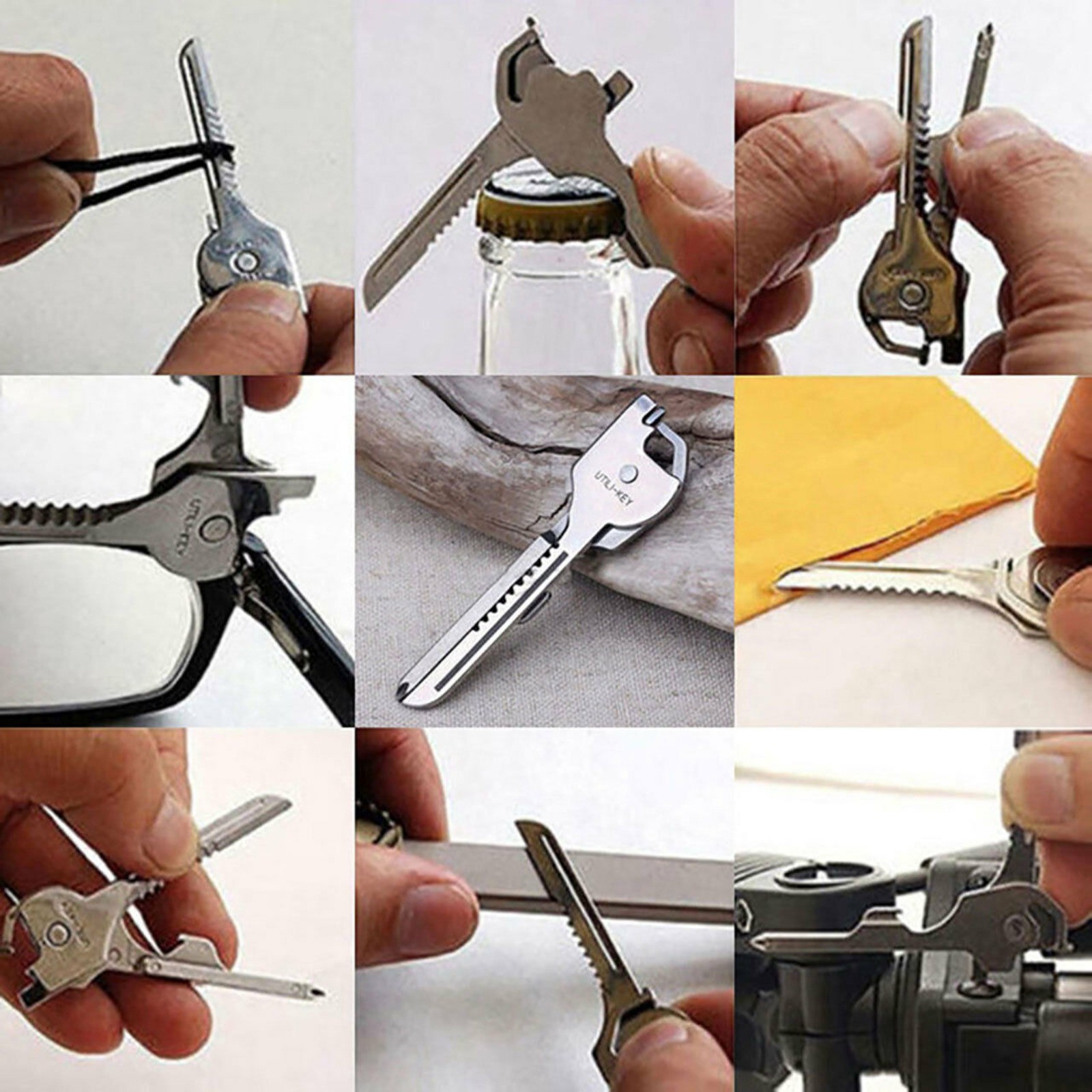 Pocket Multi-Tools Stainless Steel 6 In 1 Swiss+Tech Utili-Key Keyring Keychain