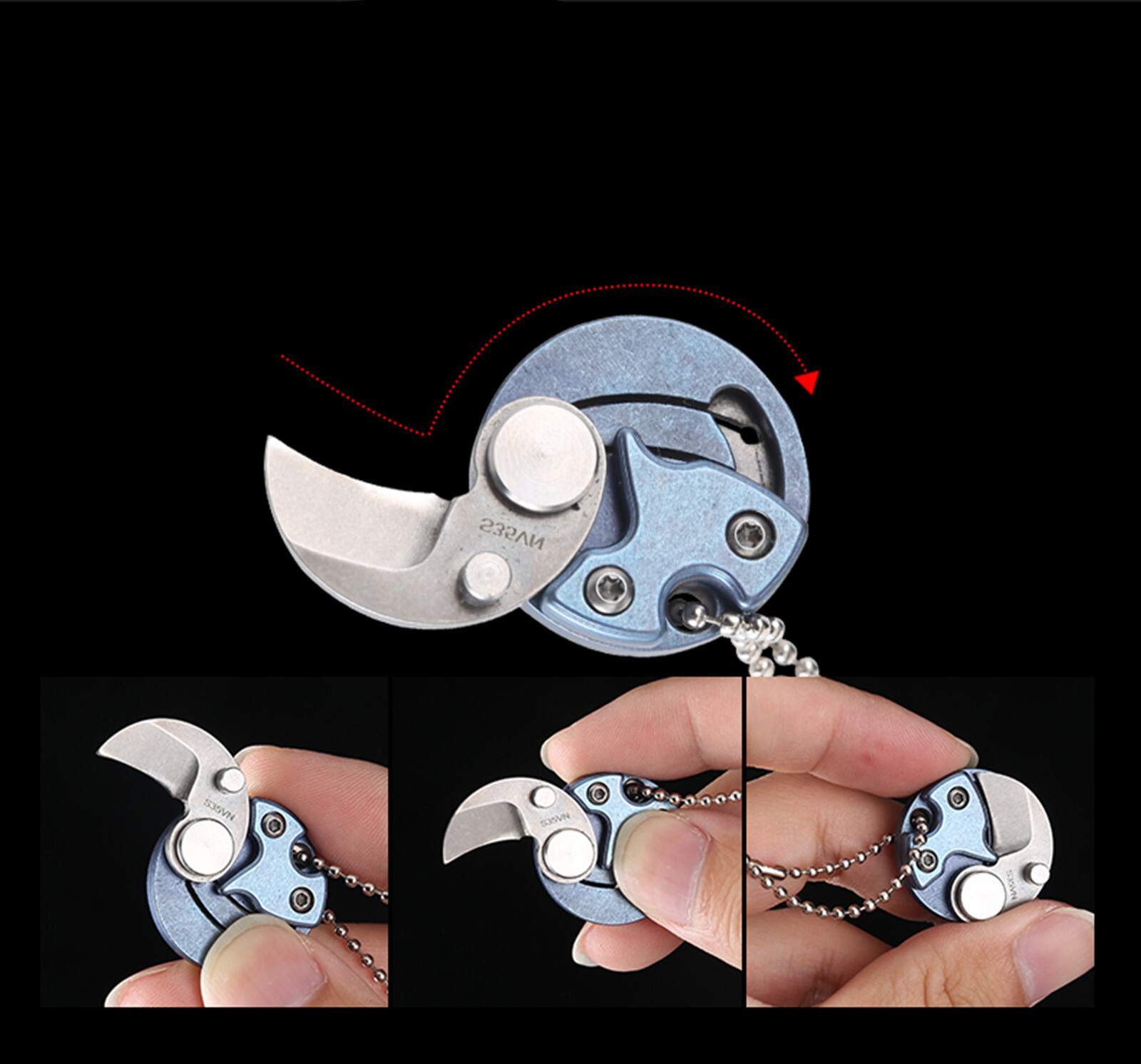 Outdoor EDC Mini Coin Keychain Folding Knife S35VN Blade Titanium TC4 Handle