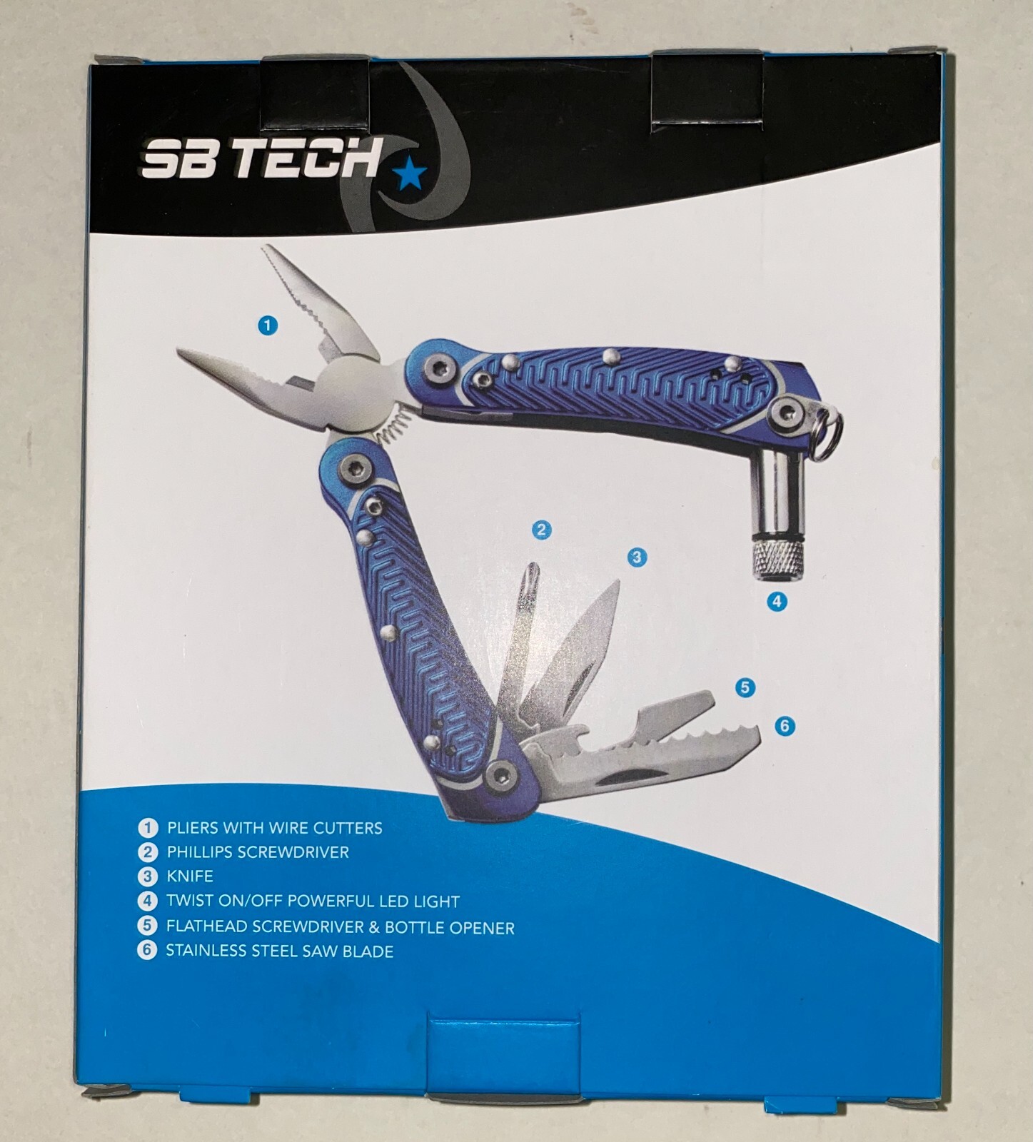 SB Tech Multi Tool with LED Light – New In Box