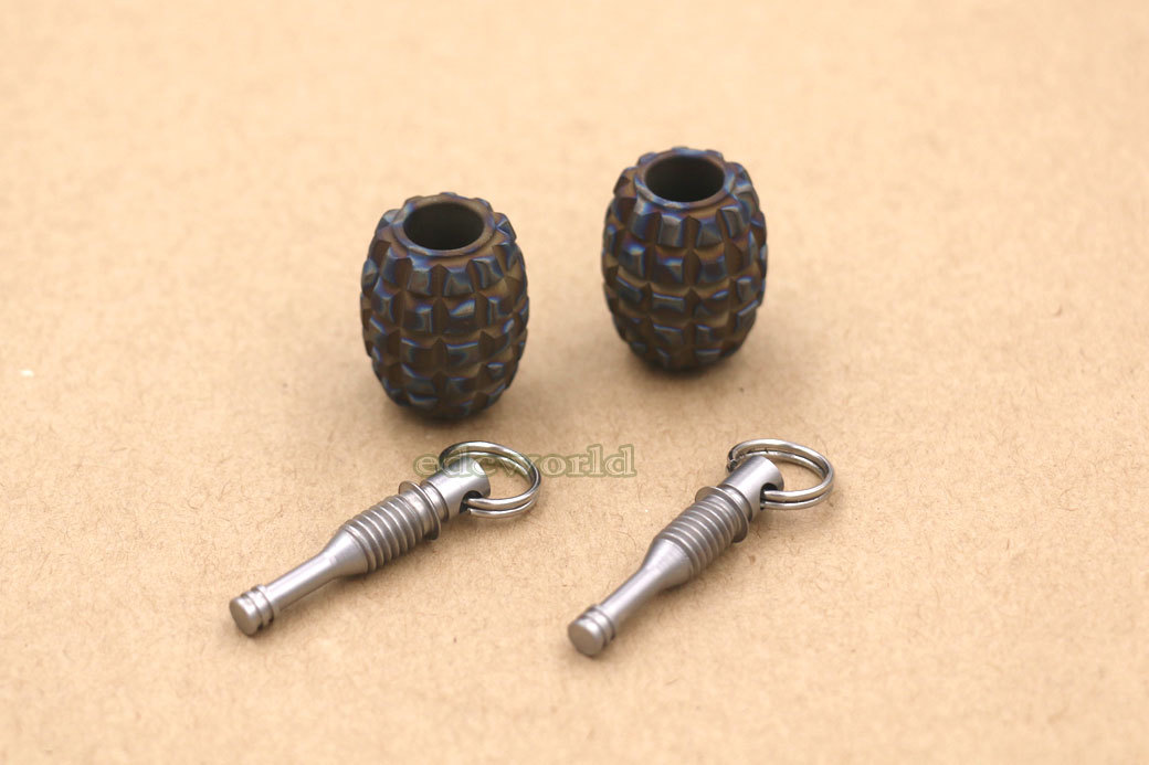Titanium Alloy Parachute Cord Lanyard Knife Bead Key Chain Pendant DIY EDC Tool