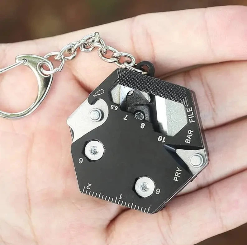 Multifunctional Hexagon Coin Tool Keychain Knife Screwdriver Pocket Gear