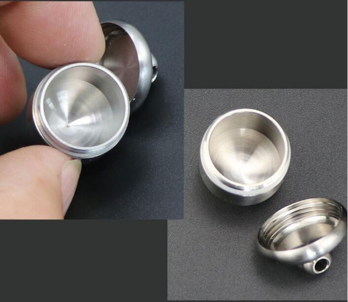 EDC Portable Pure Titanium Acorn Shape Waterproof Case Pill Box Ti Chain Pendant