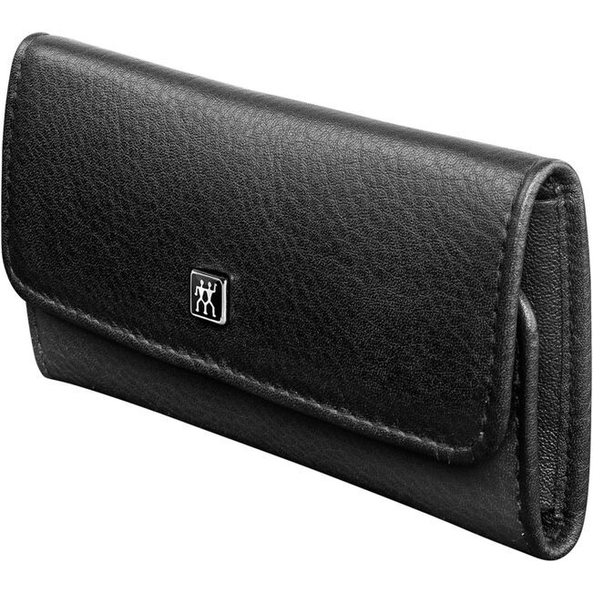 ZWILLING TWINOX 4-pc, Leather Travel Set With Snap Fastener Case, Black Matte
