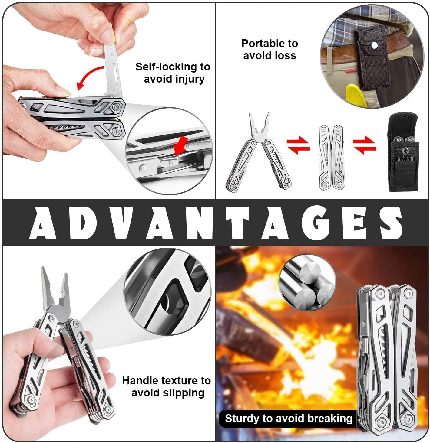 WETOLS 21-In-1 Hard Stainless Steel Multitool W/Pliers Screwdriver,Bottle Opener
