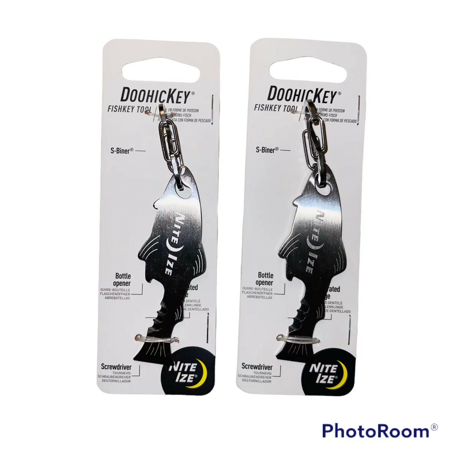 Nite Ize DooHicKey FishKey Multi-Tool Stainless Keychain Bottle Opener (2-Pack)
