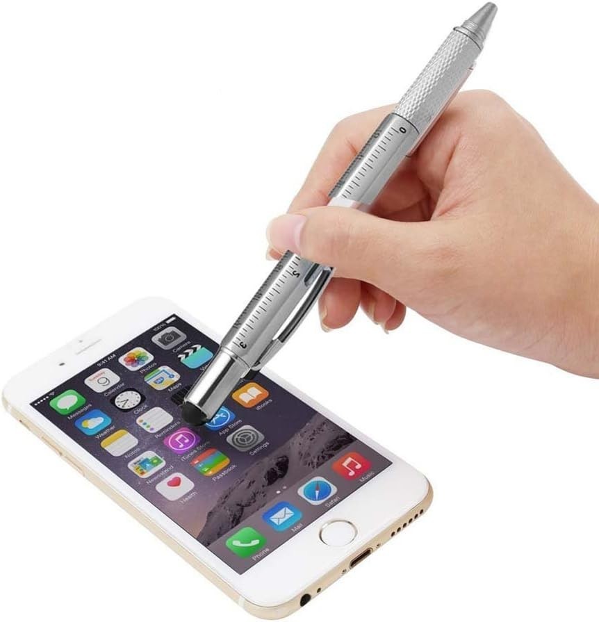 6-in-1 Metal Tech Tool Pen Multi-Function Ruler Level Screwdriver Gift for Men