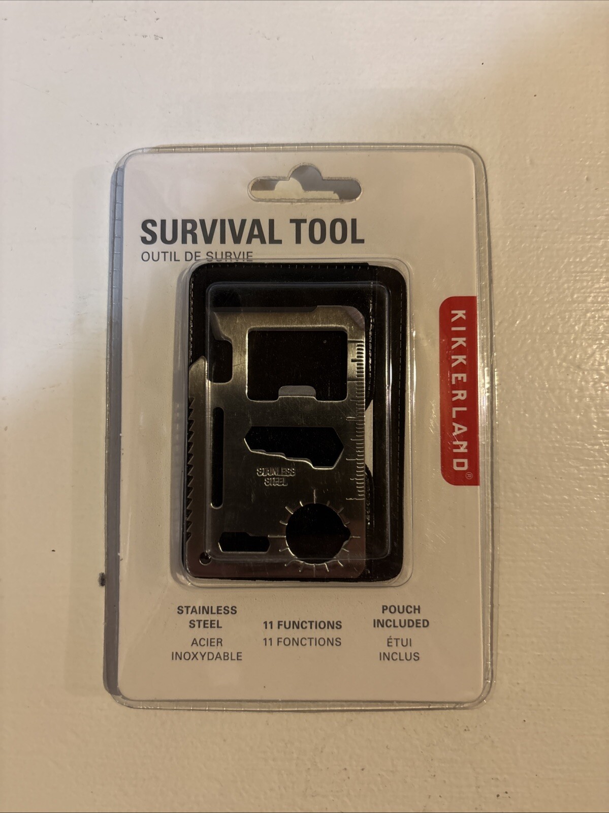 NEW Kikkerland Stainless Steel Survival Tool Card with Pouch