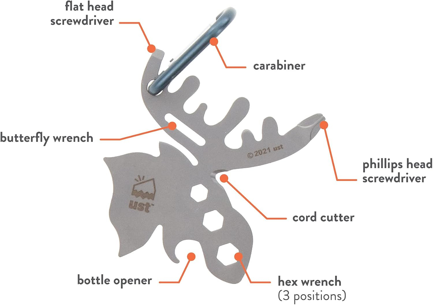 Tool-A-Long Multi-Tool Carabiners with Durable, Compact Stainless Steel Construc