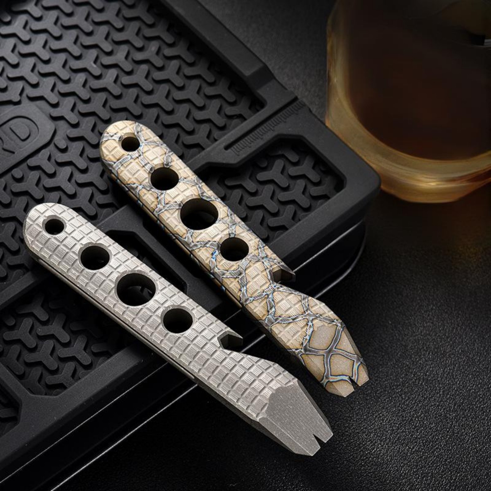 Titanium Alloy Crowbar Wrench Bottle Opener Keychain Outdoor Multi-Tool EDC