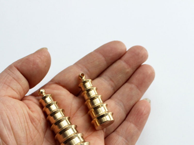 Hot Solid Brass Pagoda Keychain Pendants Bead Necklace Zipper Head Car DIY EDC