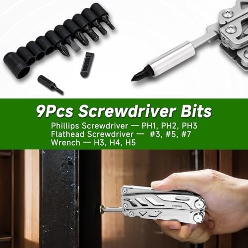 14-in-1 Stainless Steel Multi-Tool Pliers, EDC Utility Tool with Knife & Scissor