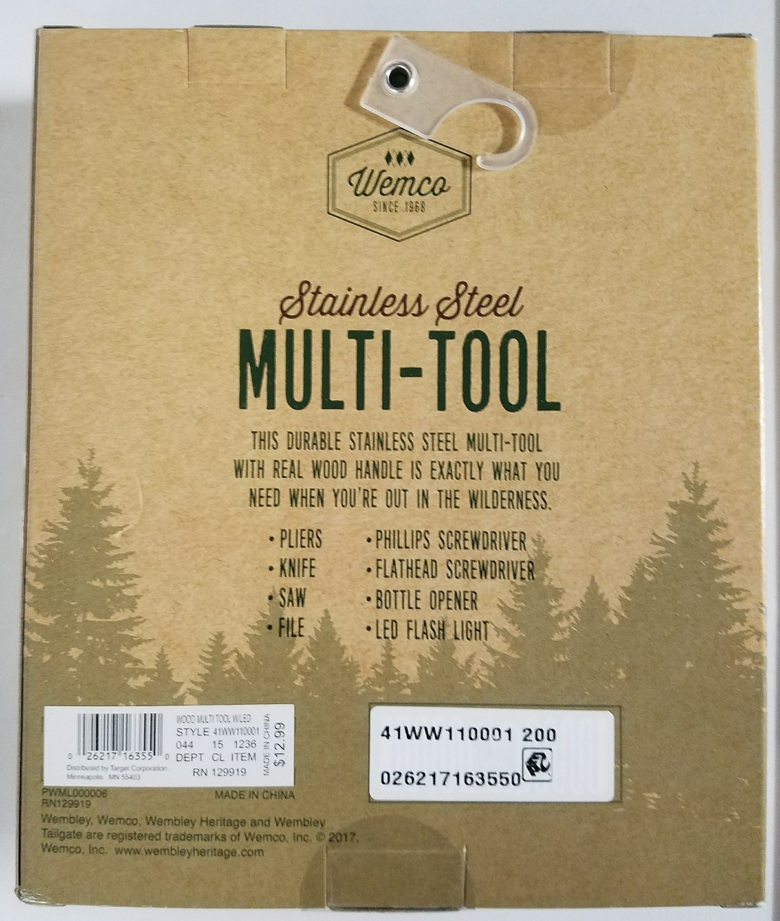 Wemco Stainless Steel & Wood Multi Tool Pocket Knife Camping Wilderness Kit