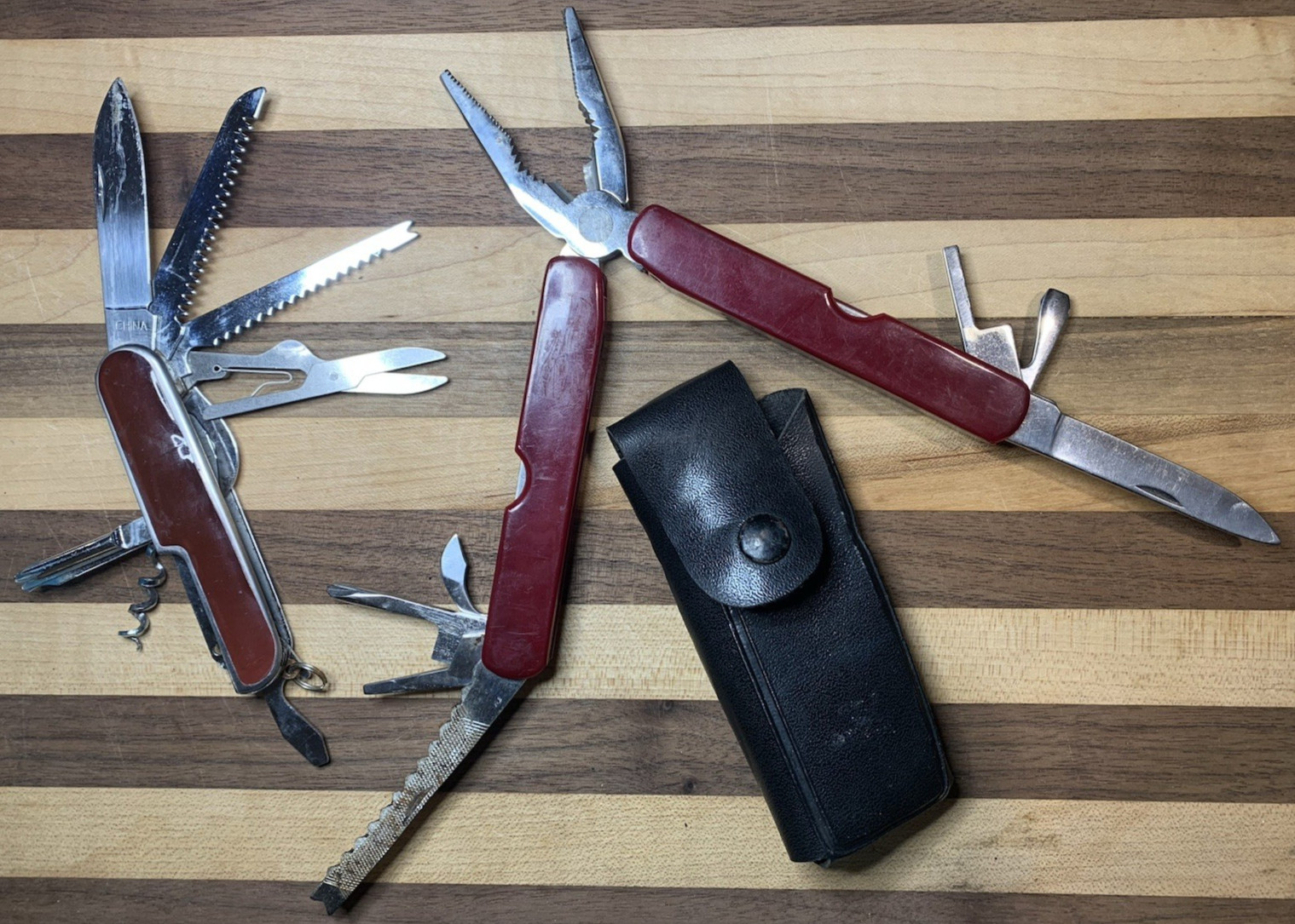 Lot 2 Vintage Corkscrew, Multi-Tool Stainless Steel Knives Multi Functions