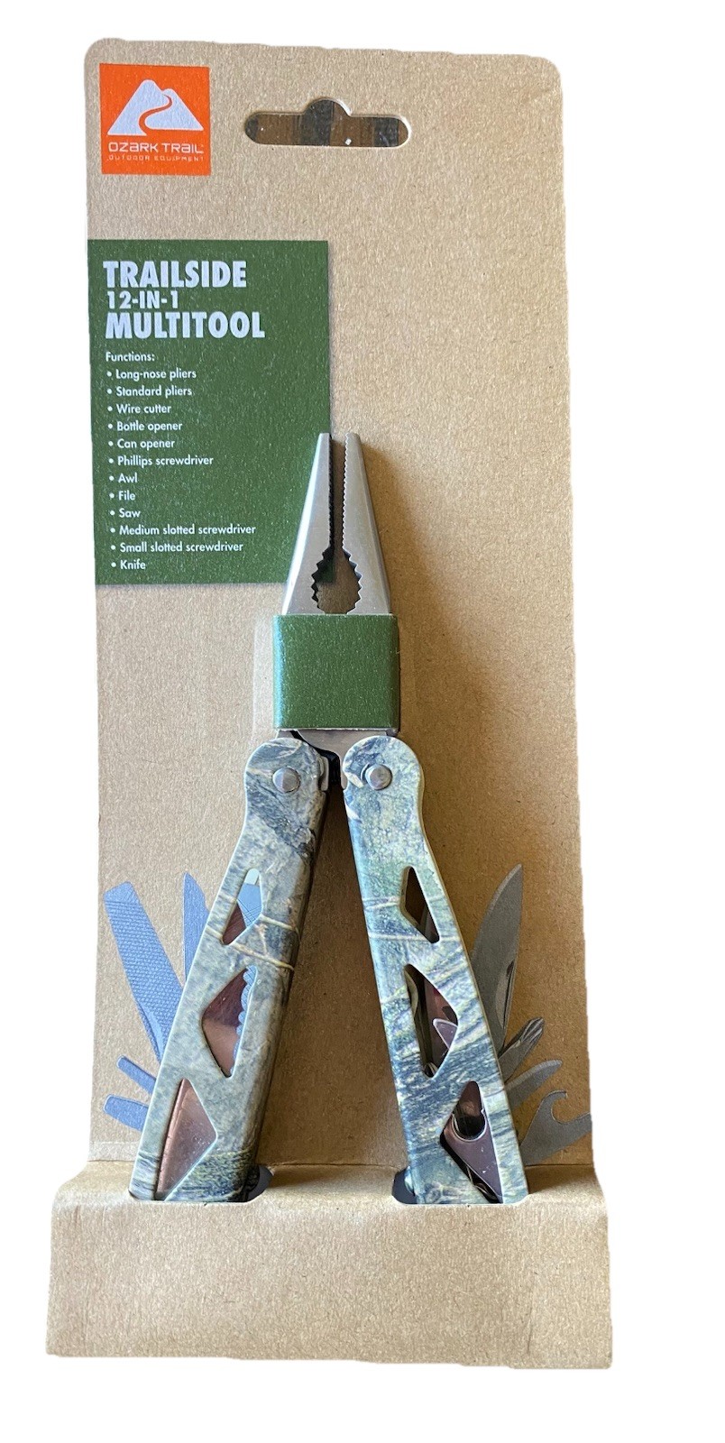 Ozark Trail 12-in-1 MultiTool Camo New Camping Knife Multi Tool New