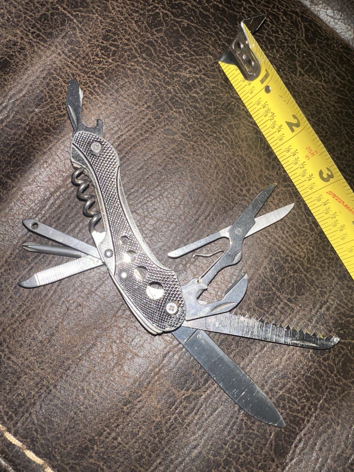 Stainless Steel Multi-Tool Pocket Knife, Saw, Scissors + More Set Silver Black