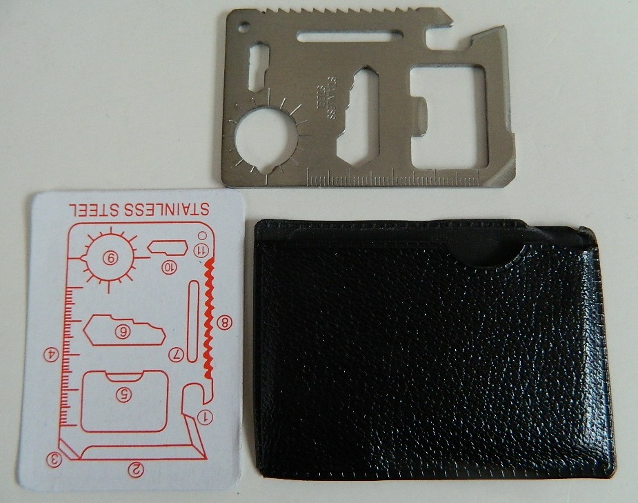 11 IN 1 OUTDOOR CAMPING SURVIVAL POCKET CREDIT CARD KNIFE, MULTI-TOOLS, LOT OF 3