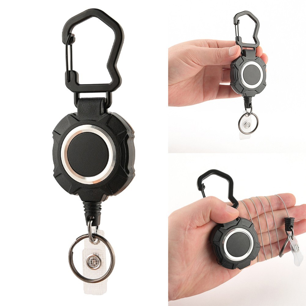 Practical Retractable Keychain with Long Steel Cord and Easy Retraction