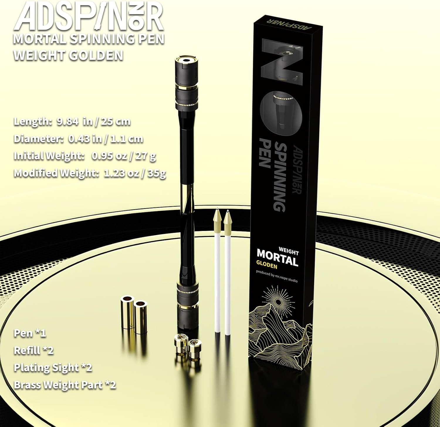 Weighted Mortal Spinning Pen Mod for Advanced Tricks – Gold Finish