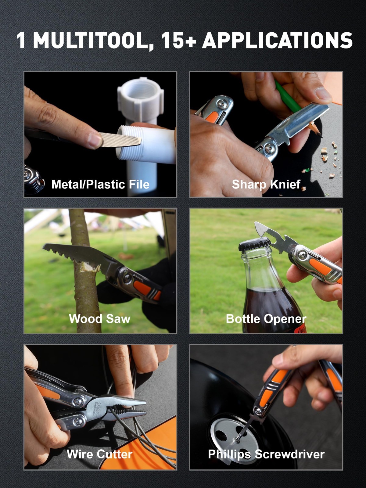 14-in-1 Multitool Pliers with Sheath, EDC Pocket Knife, Gift for Dad, Self-Locki