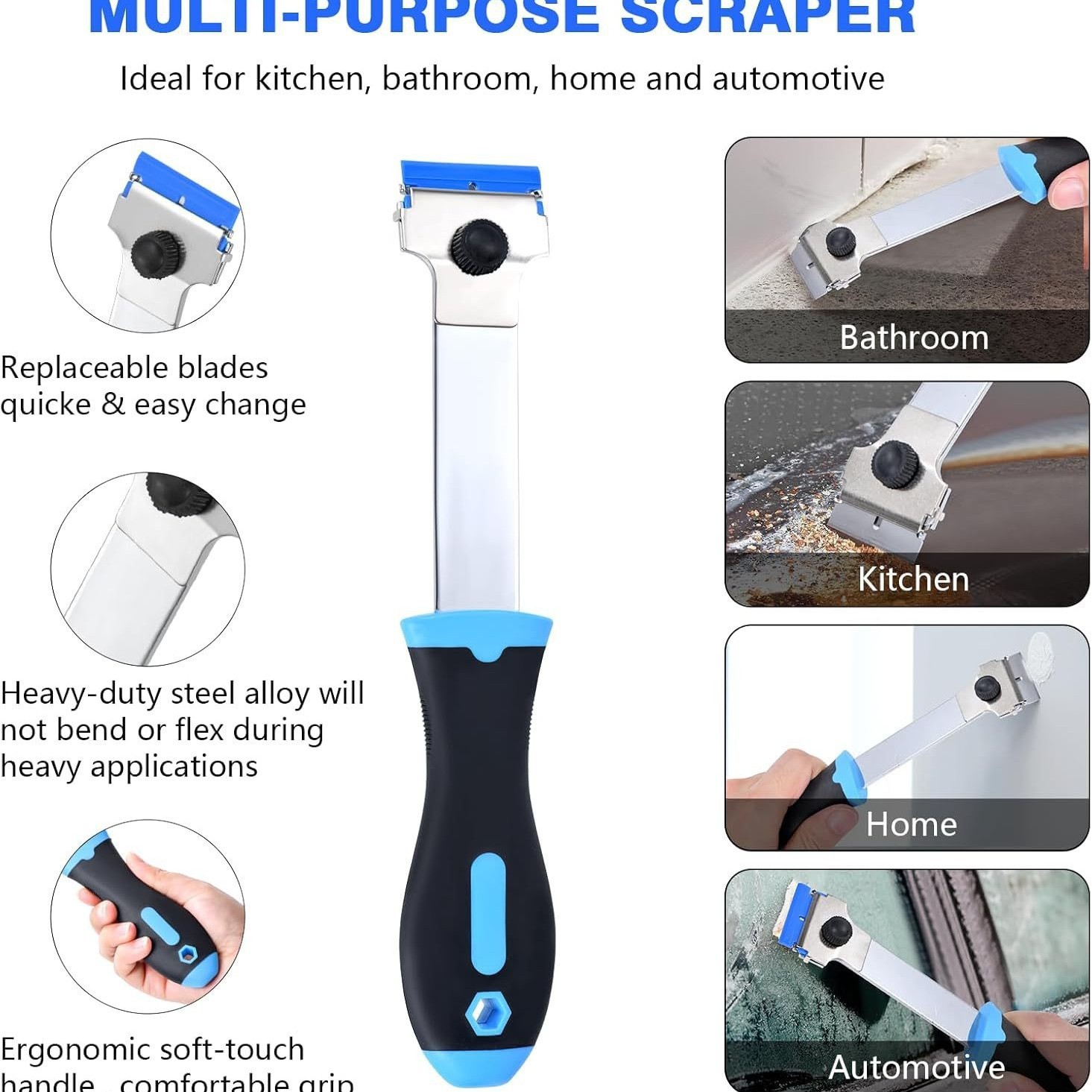 Long Handle Adhesive Scraper Extended Pole Razor Blade Remover Tape Film