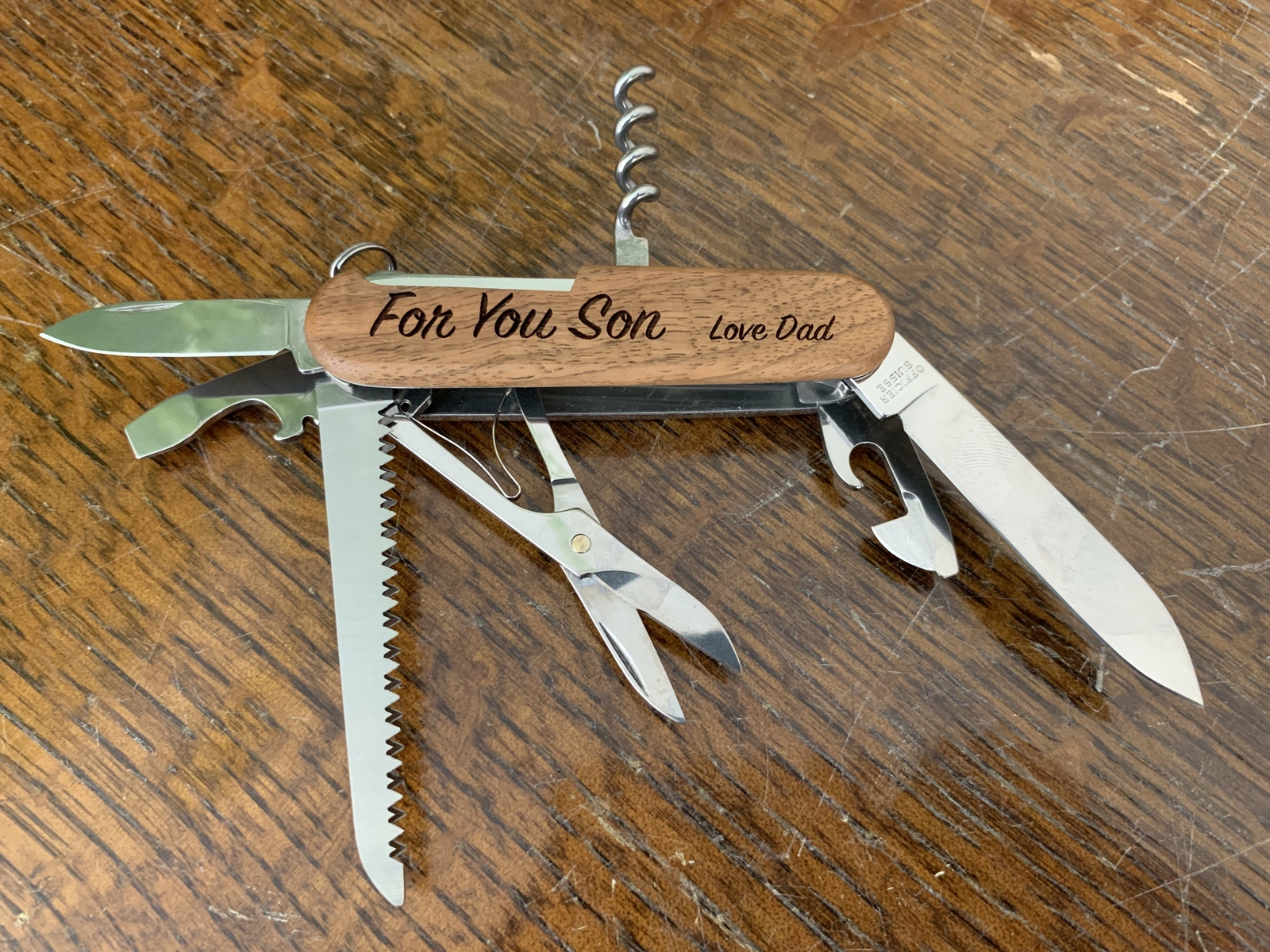 Victorinox Huntsman Swiss Army Knife – Walnut Wood – Personalised