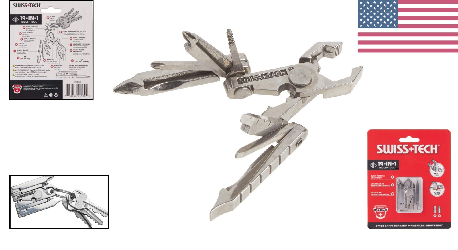 Sleek Stainless Steel 19-in-1 Multi Tool Keychain – Ultimate Outdoor Companion