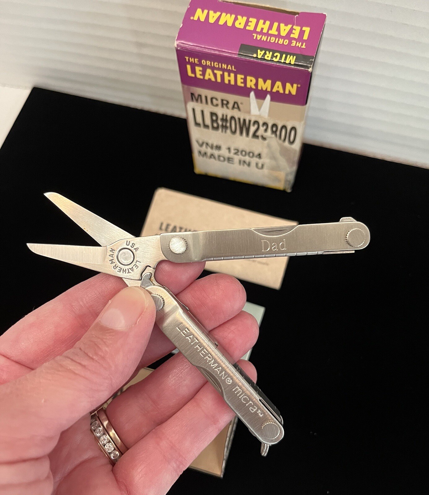 Vintage Leatherman Micra Multi-Tool Pocket Knife Engraved DAD